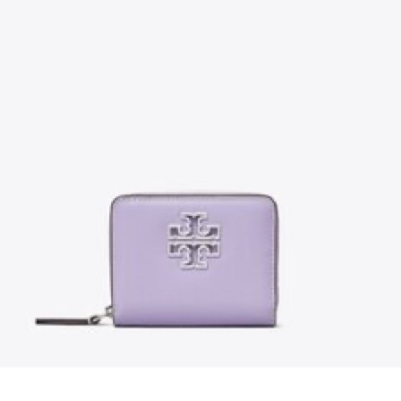Tory Burch Britten Patent Bifold Wallet Lavender Silver Light Purple - Picture 11 of 11